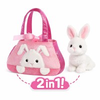 Set geanta pentru copii cu jucarie de plus Fancy Pals, 2 in 1 - Iepure alb, Geanta roz, 20 cm - 2