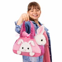 Set geanta pentru copii cu jucarie de plus Fancy Pals, 2 in 1 - Iepure alb, Geanta roz, 20 cm - 3