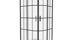 Cabina de dus Celesta Titan semirotunda cu model Windows, sticla 6 mm, 80 x 80 x 190 cm, profil negru