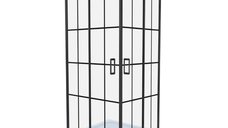 Cabina de dus patrata Celesta Titan cu sticla model Windows, 90 x 90 x 190 cm, profil negru
