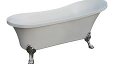 Cada baie freestanding Bella* BSM-404  acril  150 x 75 x 75 cm  alb  picioare argintii