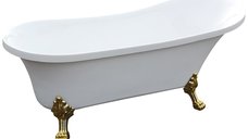 Cada freestanding Bella BSM-404 din acril 170 x 75 x 75 cm alb cu picioare aurii