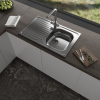 Chiuveta pentru blat  DE 102 Leinen  760 x 435 x 0 5  dreapta - 1