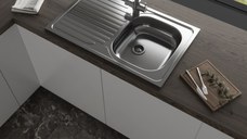 Chiuveta pentru blat  DE 102 Leinen  760 x 435 x 0 5  dreapta