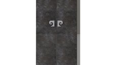 Dulap soldat dublu pentru baie Pierre Cardin Venus, negru cu detalii argintii, 70 x 150 cm