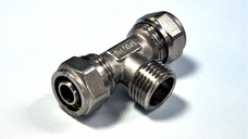 Fiting nedemontabil din alamă Teu 20 mm x 20 mm x 16 mm pentru tevi pexal