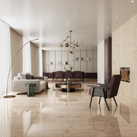 Gresie portelanata rectificata Travertino Brass  60X120  lucioasa - 2