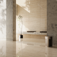 Gresie portelanata rectificata Travertino Brass Light  60X120  lucioasa - 2