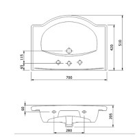 Lavoar incastrat Cersanit Emilia K108-001  70 cm  alb - 3