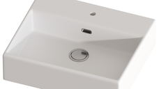 Lavoar pe blat Celesta Urban 50, 50 x 42 x 14 cm, ceramica alba mata, cu orificiu pentru baterie