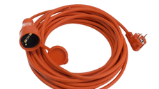 Prelungitor cu fisa si priza IP44  10 m  pentru exterior  cu capac de protectie  sectiune cablu 3x1.5 mm²  portocaliu