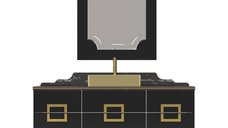 Set mobilier baie Pierre Cardin Mercury 3 piese 150 cm, negru-auriu