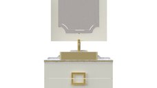 Set mobilier baie Pierre Cardin Mercury 3 piese 90 cm alb-auriu