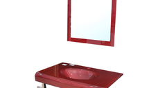 Set mobilier baie RM-081 suspendat din sticla visiniu