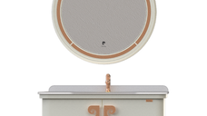 Set mobilier baie suspendat Pierre Cardin Eva, 3 piese, alb-aramiu mat, 101 cm
