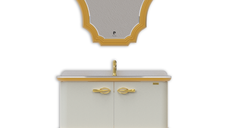 Set mobilier de baie Pierre Cardin Angelica, 3 piese, alb perlat, 101 cm