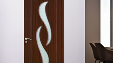 Usa de interior din lemn Modern OP-016 cu geam 2000/700 Teak