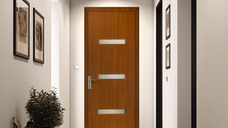 Usa de interior din lemn Style 016 cu geam, Stejar inchis, dimensiuni 2000x800 mm