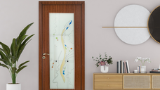 Usa de interior Fashion FSH 111 cu geam din lemn Teak