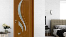 Usa interior MDF OP 154 reversibila cu toc si geam stejar inchis 80 x 200 cm