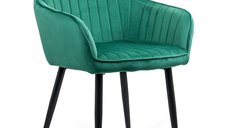 Fotoliu din catifea verde BUC 259 cu picioare metalice negre