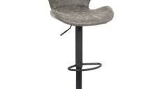 Scaun bar rotativ reglabil, imitatie piele intoarsa gri, model ABS 144