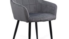 Scaun BUC 260 gri din catifea cu picioare metalice negre