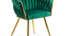 Scaun catifea verde BUC 261 cu cadru auriu