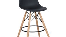 Scaun de bar ABS 139 negru cu suport pentru picioare din metal
