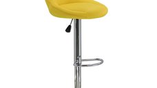 Scaun de bar ABS 225 galben, reglabil si rotativ, cu suport pentru picioare, din piele ecologica