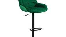 Scaun de bar reglabil din catifea verde ABS 145, rotativ si cu suport pentru picioare