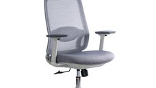 Scaun de birou ergonomic OFF 403 gri din mesh cu suport lombar si tetiera ajustabile