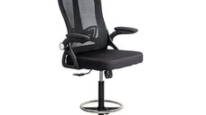 Scaun de birou ergonomic OFF 650 negru, resigilat, cu suport lombar si tetiera ajustabila