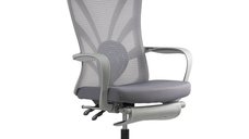 Scaun de birou ergonomic SYYT 9512 cu spatar rabatabil si suport pentru picioare, gri
