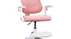 Scaun de birou OFF 339 pentru copii, roz, rotativ si reglabil