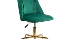 Scaun de birou OFF 642 verde din catifea cu baza aurie