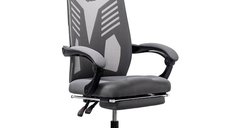 Scaun de gaming OFF 427 gri cu suport pentru picioare