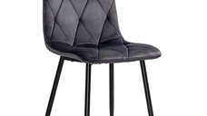 Scaun de living BUC 210 din catifea gri cu cadru metalic