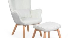Scaun de relaxare BUC 267 crem cu suport pentru picioare si pernuta