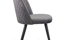 Scaun dining BUC 207 gri din catifea cu picioare negre