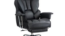 Scaun directorial OFF 413 negru din piele ecologica cu suport pentru picioare