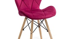 Scaun elegant BUC 241V din catifea visinie cu cadru din lemn