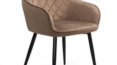 Scaun elegant de dining maro din catifea BUC 258 cu picioare stabile
