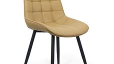 Scaun elegant din piele ecologica cu cadru metalic negru BUC 206P in nuanta bej