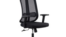 Scaun ergonomic de birou din plasă neagră, cu tetieră și brațe reglabile OFF 402 negru