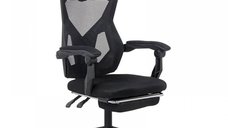 Scaun ergonomic de gaming OFF 424 negru cu suport pentru picioare