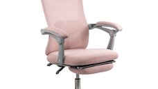 Scaun ergonomic OFF 430 roz cu tetiera si suport pentru picioare
