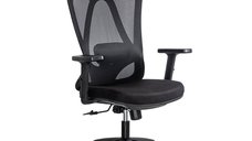 Scaun Ergonomic OFF 987 cu Tetiera Reglabila si Suport Lombar Negru