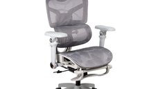 Scaun ergonomic SYYT 9524 gri din mesh cu brațe 7D și suport pentru picioare