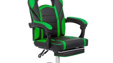 Scaun Gaming OFF 302 Verde cu Suport pentru Picioare si Spatar Reglabil